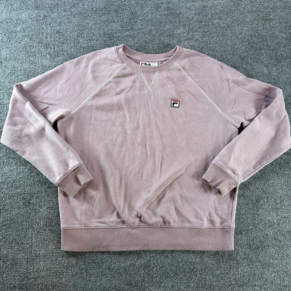 Fila Womens Crewneck Sweatshirt Mauve Purple Raglan Sleeve Logo‎ Pullover Large